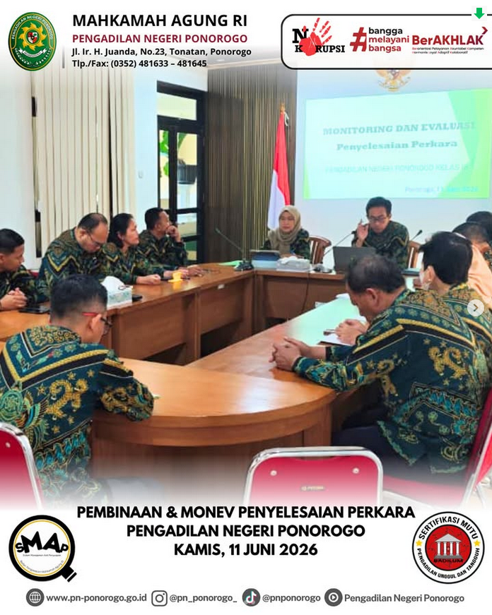 Pembinaan & Monitoring dan Evaluasi (MONEV) Penyelesaian Perkara