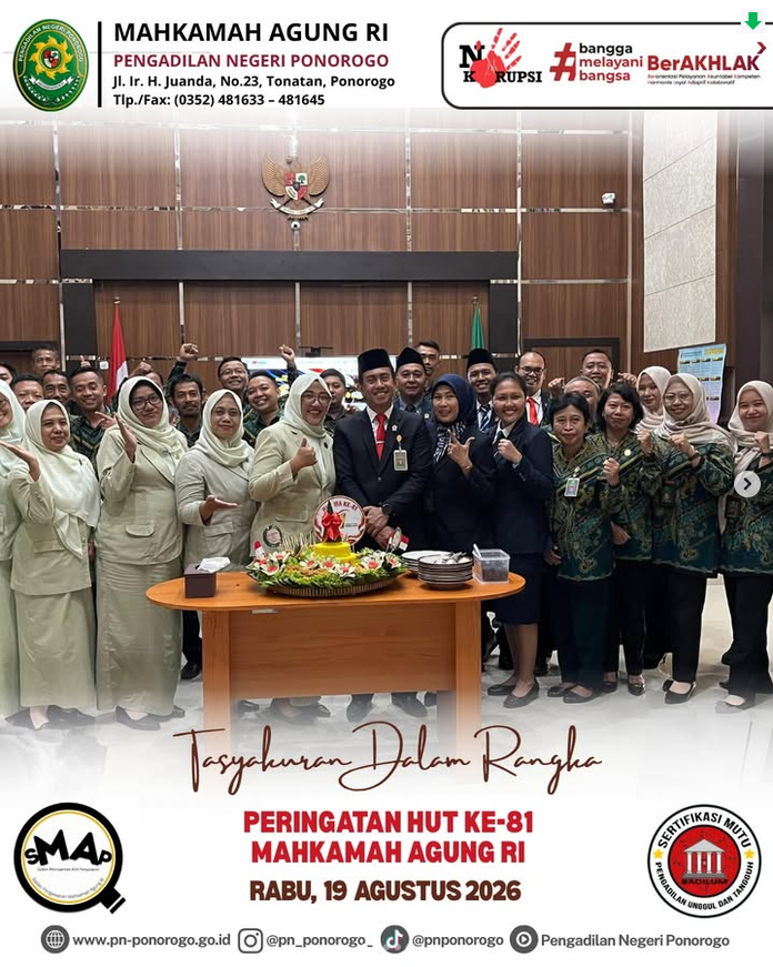 TASYAKURAN DALAM RANGKA PERINGATAN HUT KE-81 MAHKAMAH AGUNG RI