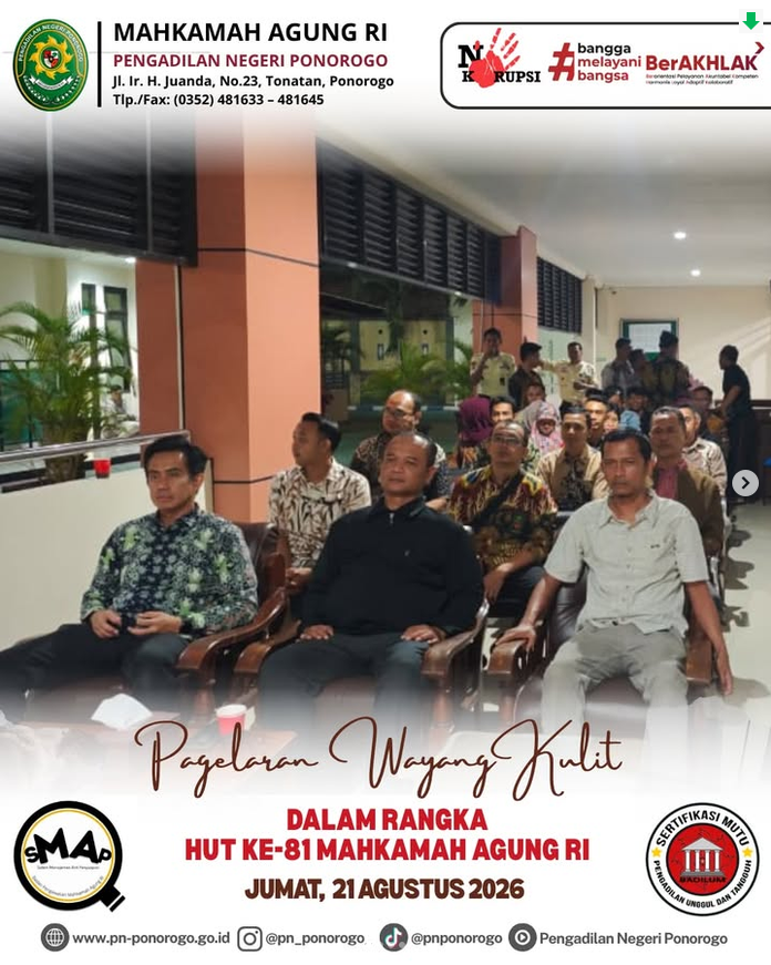PAGELARAN WAYANG KULIT DALAM RANGKA HUT KE-81 MAHKAMAH AGUNG RI