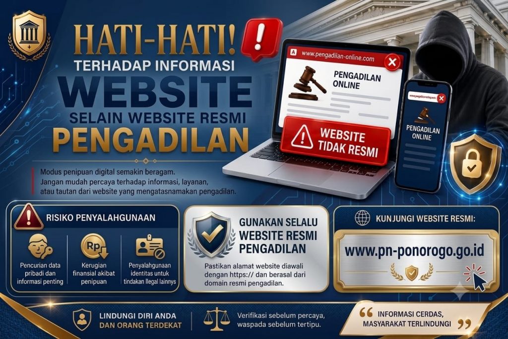 Hati-hati terhadap informasi Website selain situs website resmi Pengadilan Negeri Ponorogo